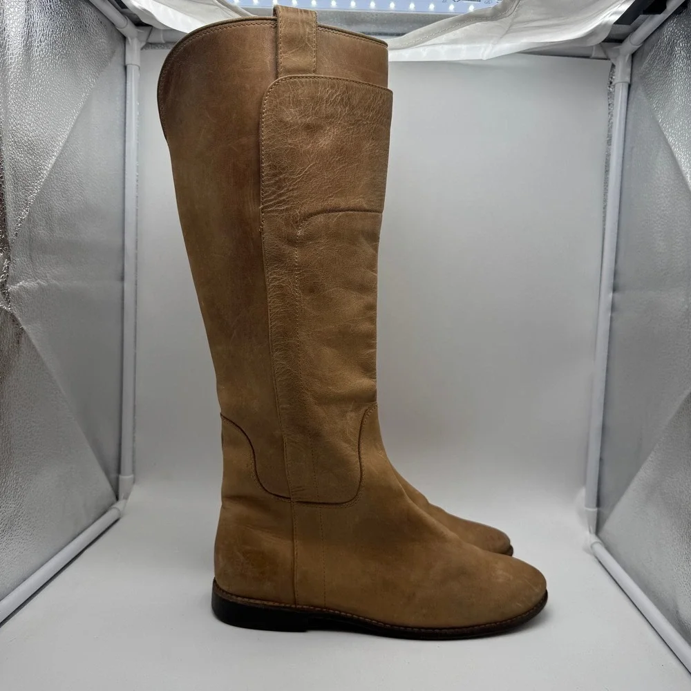 FRYE‎ Boots Paige Tall Riding Tan Leather Boots 77534 - Women's Size 8.5 B